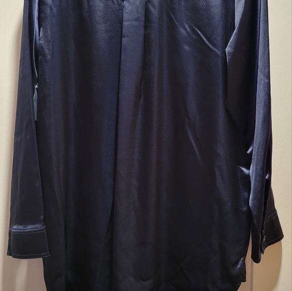 Simply Vera Vera Wang Navy Blue Satin Blouse - Picture 5 of 5